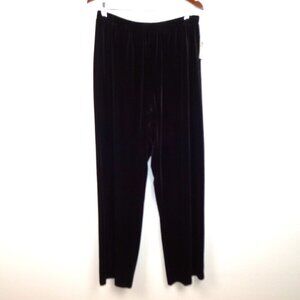 Alex Evenings Velvet Pants Women's Plus Size 2X Black Wide Leg Evening Cocktail